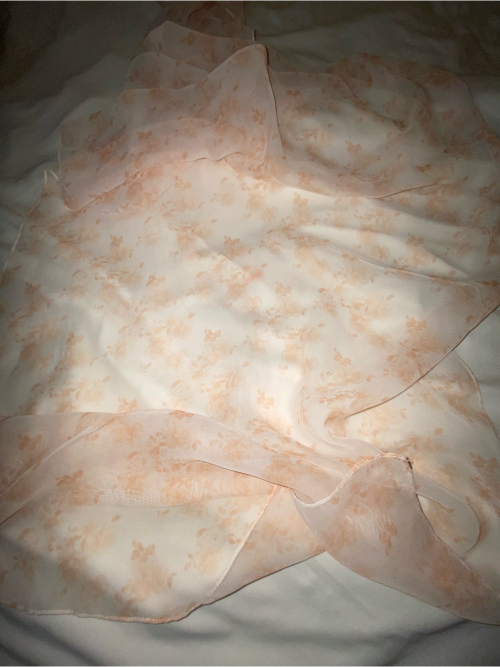 Spinoso Peach Floral Sheer Bedding Scarf - Lightweight
